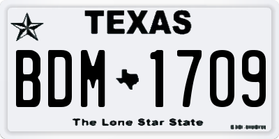 TX license plate BDM1709