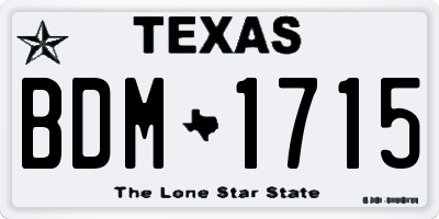 TX license plate BDM1715
