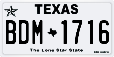 TX license plate BDM1716