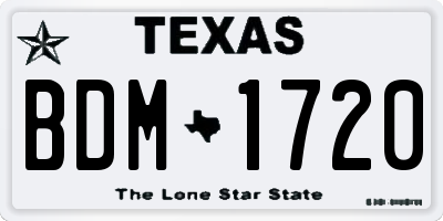 TX license plate BDM1720