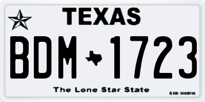 TX license plate BDM1723