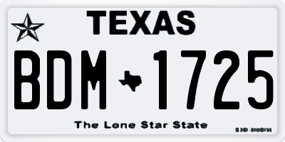 TX license plate BDM1725