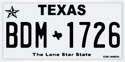 TX license plate BDM1726