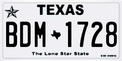 TX license plate BDM1728