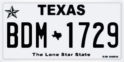 TX license plate BDM1729