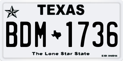 TX license plate BDM1736