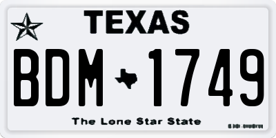 TX license plate BDM1749