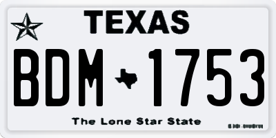TX license plate BDM1753