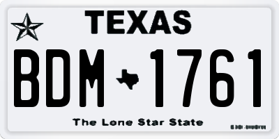 TX license plate BDM1761