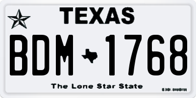 TX license plate BDM1768
