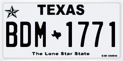 TX license plate BDM1771