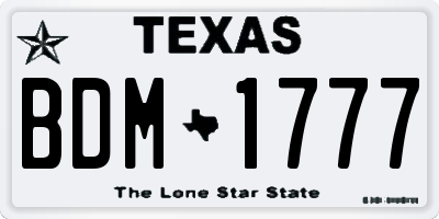 TX license plate BDM1777