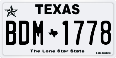 TX license plate BDM1778