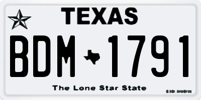 TX license plate BDM1791