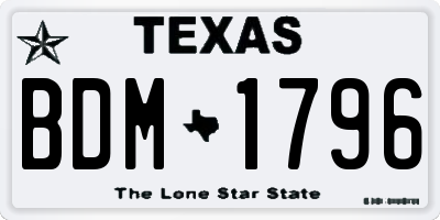 TX license plate BDM1796