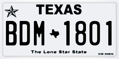 TX license plate BDM1801