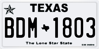 TX license plate BDM1803