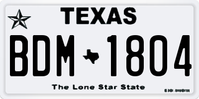 TX license plate BDM1804