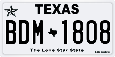 TX license plate BDM1808