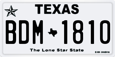 TX license plate BDM1810
