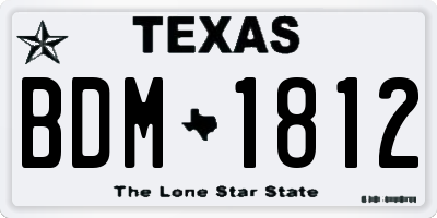 TX license plate BDM1812