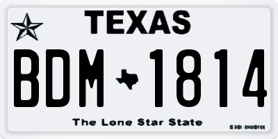 TX license plate BDM1814