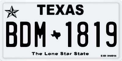 TX license plate BDM1819