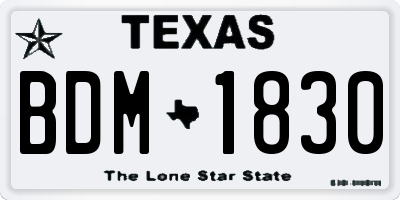 TX license plate BDM1830