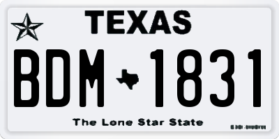 TX license plate BDM1831