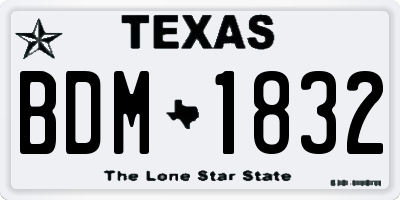 TX license plate BDM1832