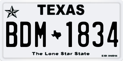 TX license plate BDM1834