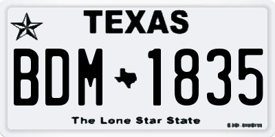 TX license plate BDM1835