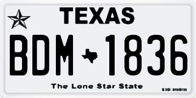 TX license plate BDM1836