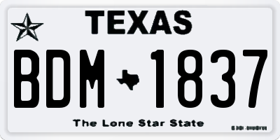 TX license plate BDM1837