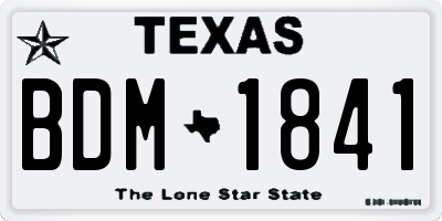 TX license plate BDM1841