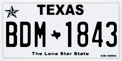 TX license plate BDM1843