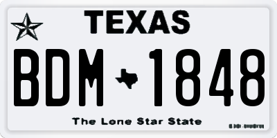 TX license plate BDM1848