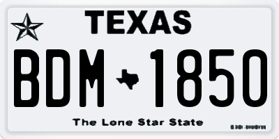 TX license plate BDM1850