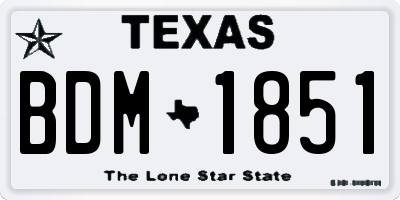 TX license plate BDM1851