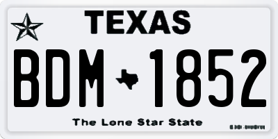 TX license plate BDM1852