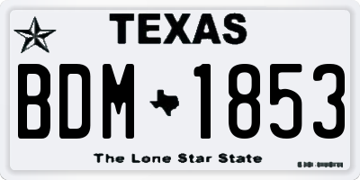 TX license plate BDM1853