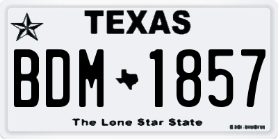 TX license plate BDM1857