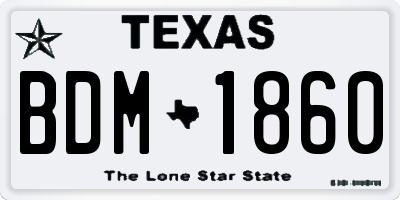 TX license plate BDM1860