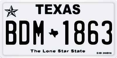 TX license plate BDM1863