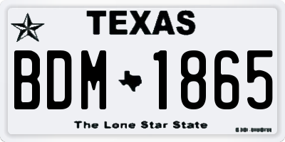 TX license plate BDM1865