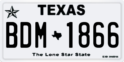 TX license plate BDM1866