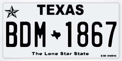 TX license plate BDM1867