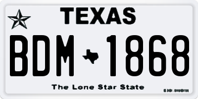 TX license plate BDM1868