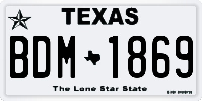 TX license plate BDM1869