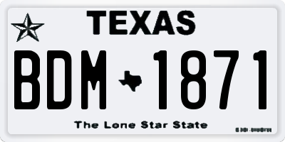 TX license plate BDM1871